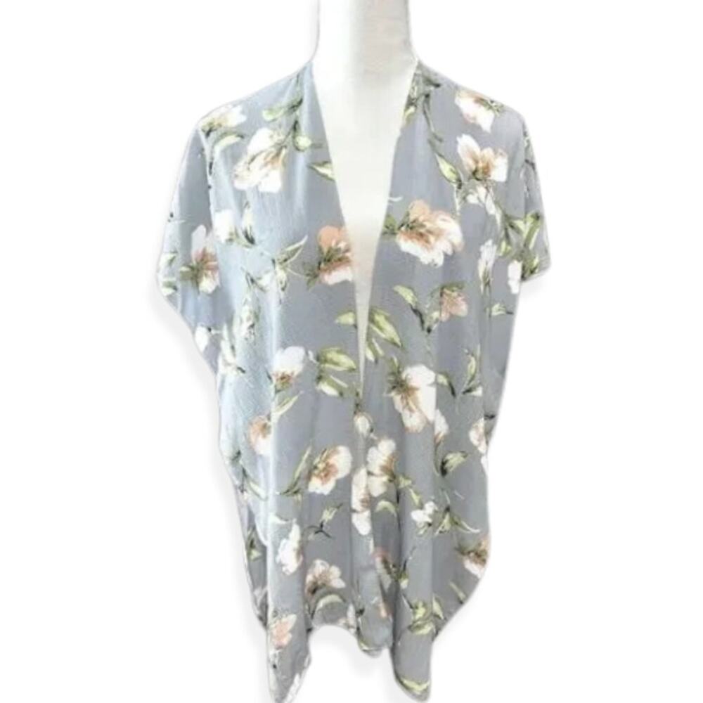 Justin & Taylor Cardigan 3 Ways Wrap Floral Print Short Sleeve Multicolor OS NWT